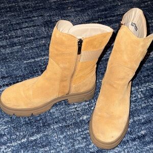Tan Suede Combat Style Boots